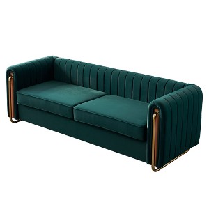 NicBex Couches for Living Room 84.25inch Cloud Couch Contemporary Velvet Upholstered 2 Seater Sofa Couch with Polished Gold Stainless Steel Legs - 1 of 4