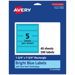 Avery Bright Blue Paper Labels, 1.75" x 7.75" Rectangle - 1 of 4