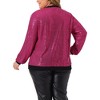 Agnes Orinda Women's Plus Size Party Metallic Sequin Sparkle Zip Bomber Jackets - 4 of 4