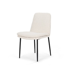 HomeRoots Cream and Black Upholstered Boucle And Metal Dining Side Chair - 1 of 4