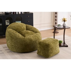 Lyngins Chenille Bean Bag Chairs for Kids and Adults,Comfy Lazy Chairs with Plush Foam and Footrest for Living Room - 1 of 4