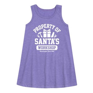 - Instant Message - Property Of Santas Workshop Christmas Graphic Sleeveless Aline Dress - 1 of 4