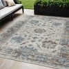 Beige And Blue Floral Washable Indoor Outdoor Area Rug - 2 of 4