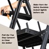 TopComfy 4 Step Stool Folding Ladder Non Slip Wide Pedals Soft Handle Detachable Tool Tray Sturdy Steel for Home Office, Black, 21.6"*4"*57.5" - 4 of 4
