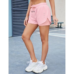 Womens Shorts Athletic 2 in 1 Drawstring Running Shorts with Pockets - 1 of 4