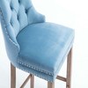 Resenkos Counter Bar Stools, Counter Stool,Upholstered Barstools with Button Tufted Decoration and Wooden Legs, Set of 2 (Light Blue) - 3 of 4