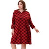 Women's Plus Size Comfortable Plaid V-Neck Lounge Nightgowns - Agnes Orinda - 3 of 4