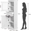 Acekool 67" Tall Storage Cabinet with Glass Doors, Drawer, Adjustable Shelves, Modern Organizer for Bathroom Living Room - 2 of 4