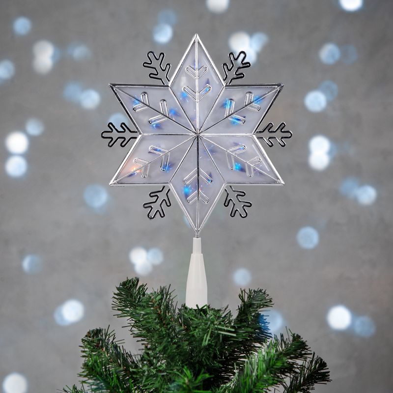 Northlight 10" Silver Snowflake Lighted Christmas Tree Topper - Blue Lights, 2 of 8
