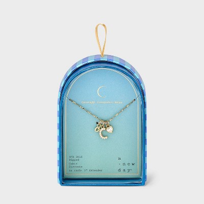 14K Gold Dipped Charm Initial Pendant Necklace - A New Day™ Gold
