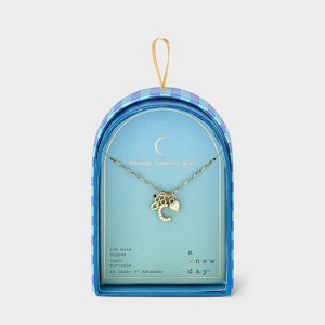 14K Gold Dipped Charm Initial Pendant Necklace - A New Day™ Gold - 1 of 4