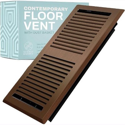 4X14 Floor Vent Cover Floor Register with Mesh Cover Trap, Heat and Air, Walkable Metal Floor Register for HVAC Duct, Contemporary, Oiled Bronze