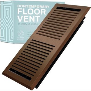 4X14 Floor Vent Cover Floor Register with Mesh Cover Trap, Heat and Air, Walkable Metal Floor Register for HVAC Duct, Contemporary, Oiled Bronze - 1 of 4