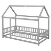 NicBex Kids Montessori Bed with Fence,Twin Size Floor Bed with House Roof Frame,Toddler bed for Children's Bedroom,Gray - 4 of 4