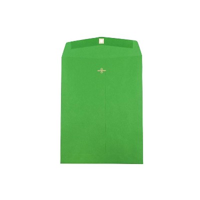 JAM Paper 10 x 13 Open End Catalog Colored Envelopes with Clasp Closure Green Recycled 25/Pack