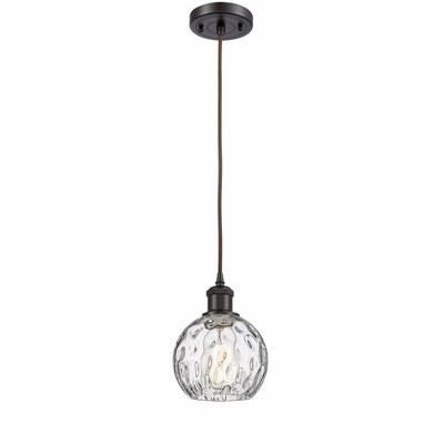 Athens Water Glass - 1 Light Cord Mini Pendant In Industrial Style-8 Inches Tall and 6 Inches Wide