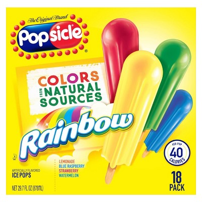 Popsicle Lemonade Blue Raspberry Strawberry Watermelon Rainbow Ice Pop - 18ct