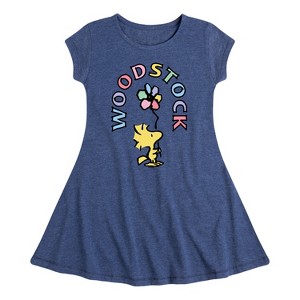 Girls' - Peanuts - Woodstock Flower Fit & Flair Cap Sleeve Dress - 1 of 4
