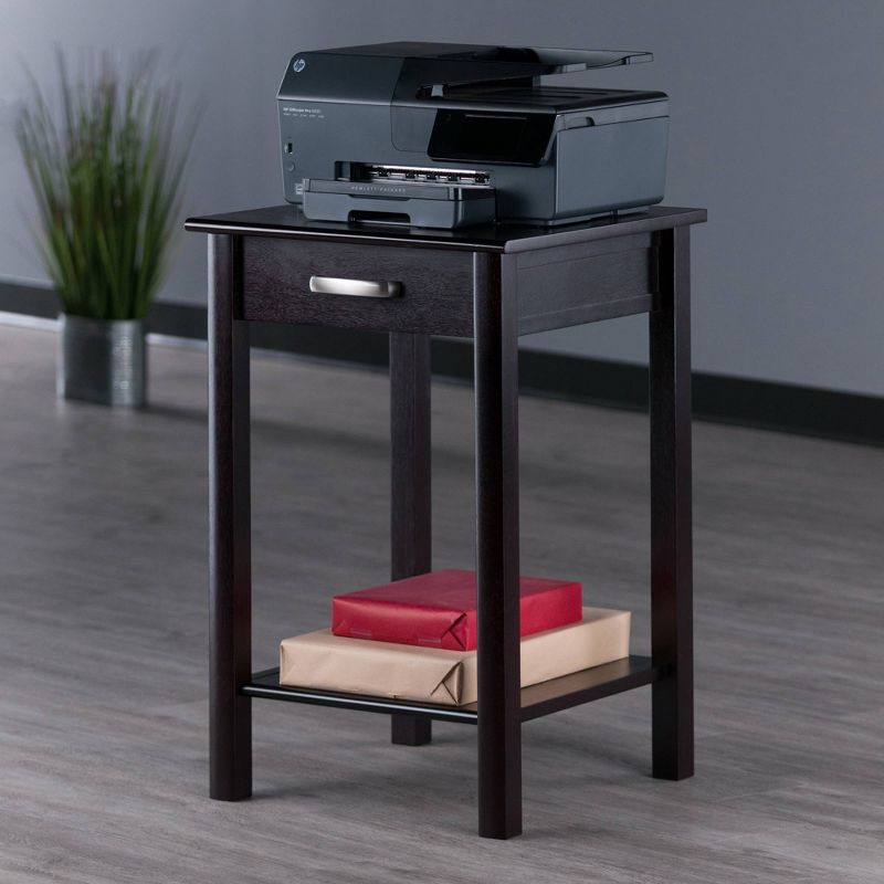 Liso End Table / Printer Table with Drawer and Shelf - Dark Espresso - Winsome, 5 of 9