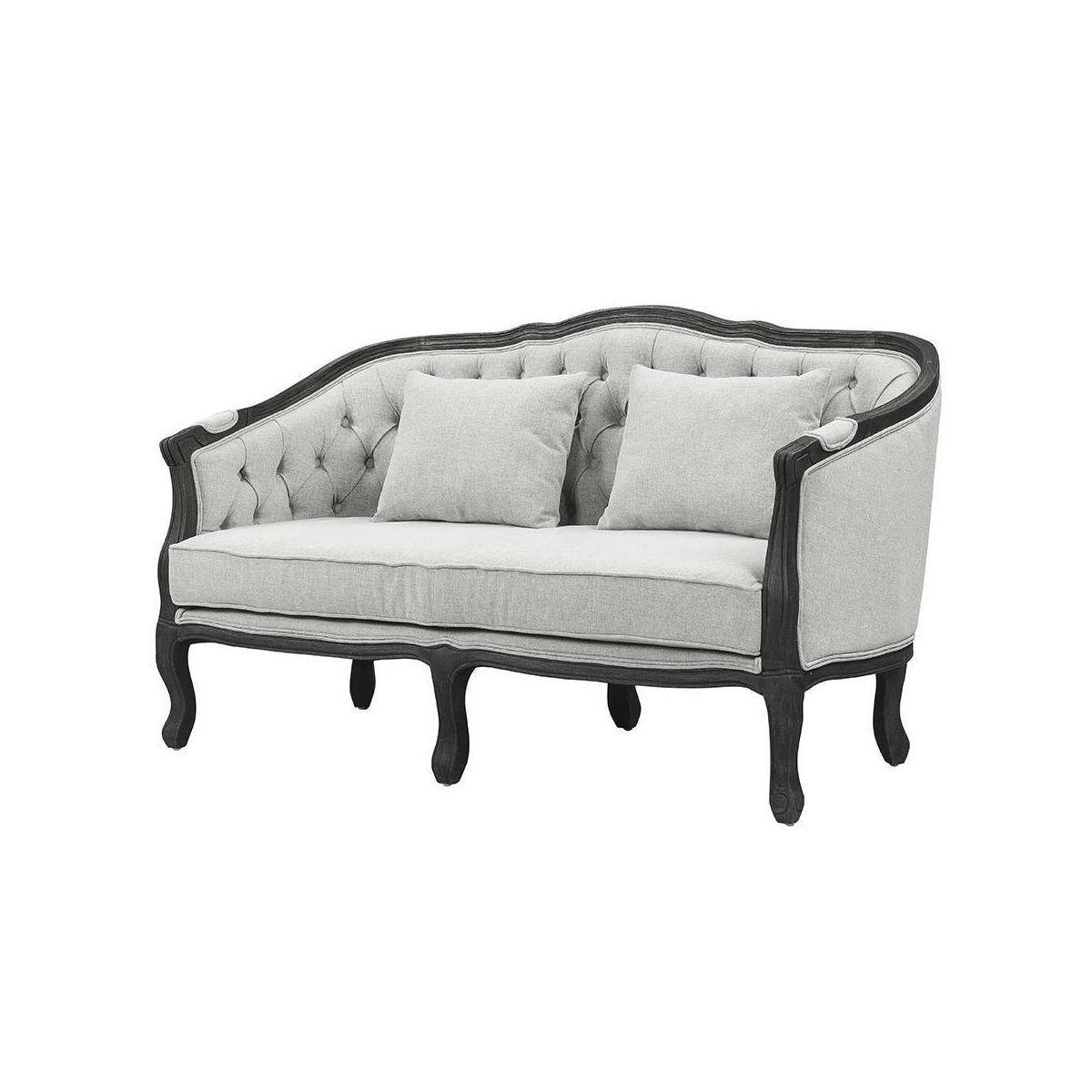 64" Samael Sofa Gray Linen, Dark Brown Finish, Carved Wood - Acme Furniture: Vintage French Design, No Assembly Required - thumbnail 6