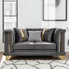 2PCS Velvet Luxury Sofa Set with Gold Stainless Steel Trims and Embroidered Texture, 89" 3-Seater & 69" Loveseat Tufted Couch for Living Room - 2 of 4