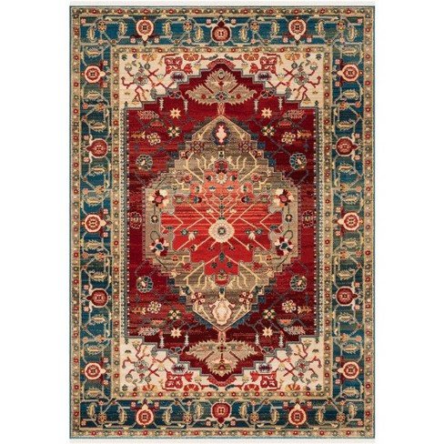 Kashan Ksn306 Power Loomed Area Rug - Blue/red - 5'1