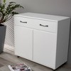 ORRD White 2-Door Side Table with Drawer & Shelves, Multi-Functional Storage Cabinet for Living Room, Entryway, Bedroom & Kitchen - 2 of 4