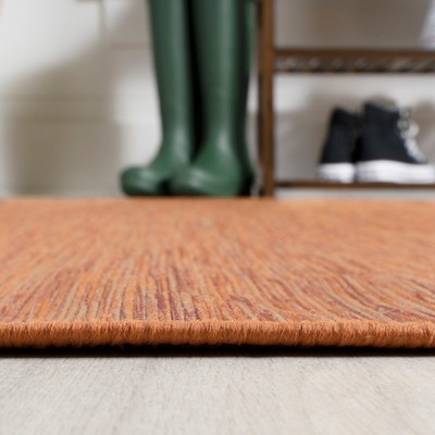 Ethan Modern Flatweave Solid Orange 6' Square Synthetic Rug