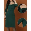 Allegra K Women's Square Neck 3/4 Sleeve High Waist Elegant Dress - 2 of 4