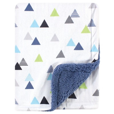 Hudson Baby Infant Boy Plush Blanket with Sherpa Back, Abstract, One Size