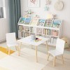 Kids Table and 2 Chairs Set, 3 Pieces Toddler Table and Chair Set, Wooden Activity Play Table Set (White) - 2 of 4