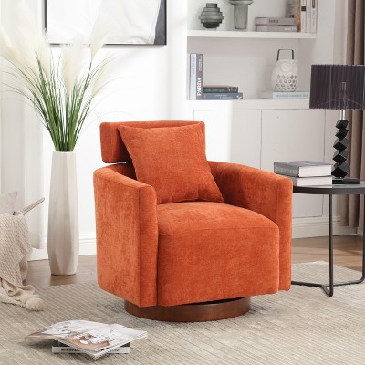 Sapphtopaz Chenille Accent Chair Upholstered 360°Swivel Chairs with Multi-Gear Adjustable Backrest, Modern Accent Chairs for Living Room