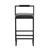 Gulches 2-Piece Bar Stools - Black Faux Leather Upholstered, Counter Height Metal Frame with Footrest, Modern Kitchen Island Chairs - 2 of 4