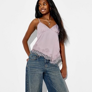Women's Triangle Asymmetrical Lace Cami - Wild Fable™ Light Purple