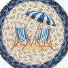 Earth Rugs Navy Beach Chair Round Trivet – 10" Nautical Print on Braided Natural Jute Mat - 3 of 3