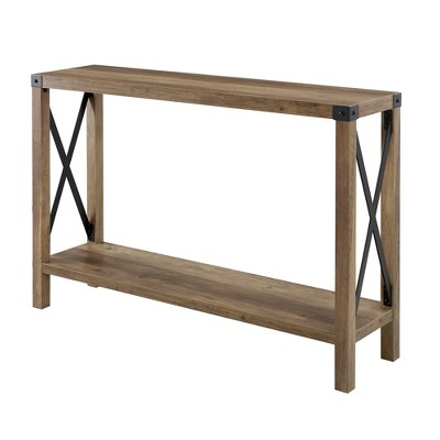 Sophie Rustic Farmhouse X Frame Entry Table Rustic Oak - Saracina Home