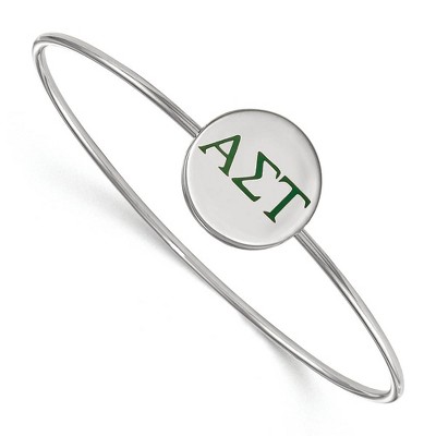 Black Bow Jewelry Sterling Silver Alpha Sigma Tau Greek Life Bangle Bracelet 7 Inch