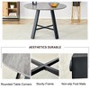 Maliang 42'' Modern Minimalist Round Dining Table, Deep Wood Grain Table Top, Black Metal Legs For Home and Office - 3 of 4