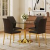 5-Piece Dining Set with Round Tempered Glass Table and 4 PU Armless Chairs - 3 of 4