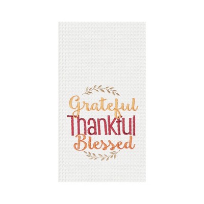 C&F Home Grateful, Thankful, Blessed Embroidered Waffle Weave Kitchen Towel