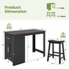 Costway 3 Pieces Bar Table Set Pub Dining Table with Saddle Stools & Storage Cabinet Black - 3 of 4