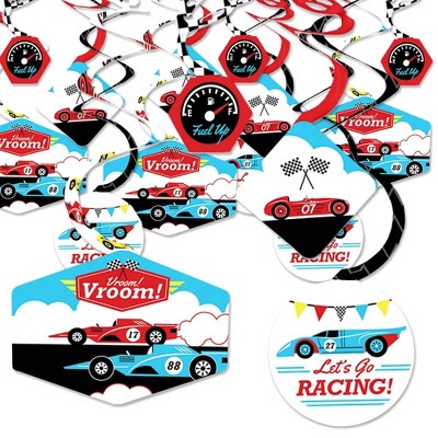 Big Dot Of Happiness Let S Go Racing Racecar Race Car Birthday Party Or Baby Shower Hanging Decor Party Decoration Swirls Set Of 40 Target