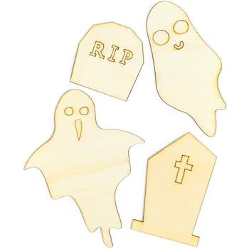 Bright Creations 24-Pack Unfinished Wood Cutouts for Halloween Arts and Crafts