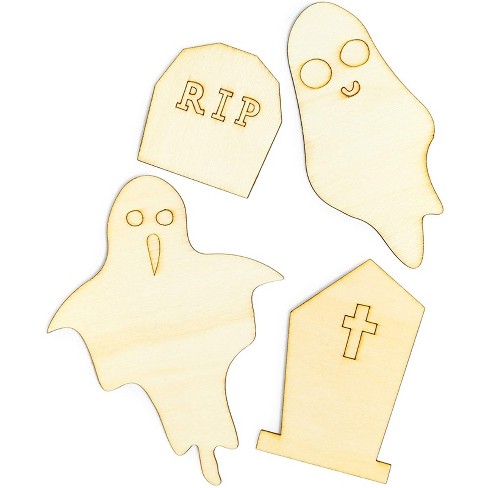Halloween Wooden Cutouts, DIY Halloween Arts and Crafts (24 Pieces)