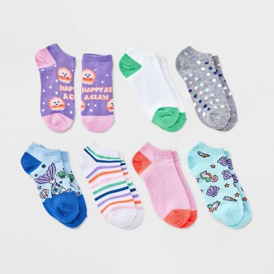 Girls' 7pk 'Mermaid' Lightweight Ankle Length Socks - Cat & Jack™ Blue