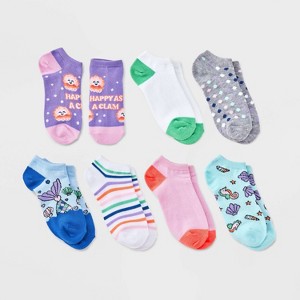 Girls' 7pk 'Mermaid' Lightweight Ankle Length Socks - Cat & Jack™ Blue - 1 of 3