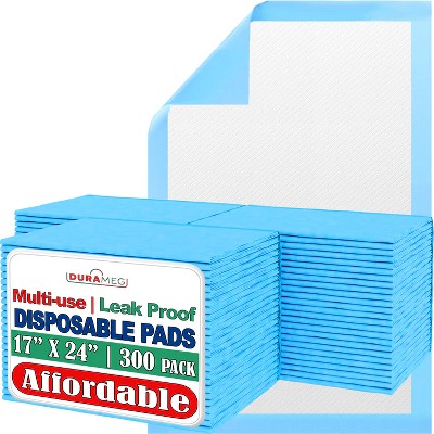Image of Durameg Chucks Pads Disposable Underpads 17x24 - Incontinence Chux Pads Absorbent Fluff Protective Bed & Pee Pads – 300 pk - Large