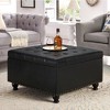 VYNXARIA Ottomans and Benches - 30"x30"x18" Black Square Storage Ottoman with Button Tufting and Nail Trim - 2 of 4