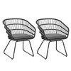 Akoasm Set of 2 Outdoor Barrel-Shaped Dining Chairs with Iron Legs & 2 Cushions-Grey - 2 of 4