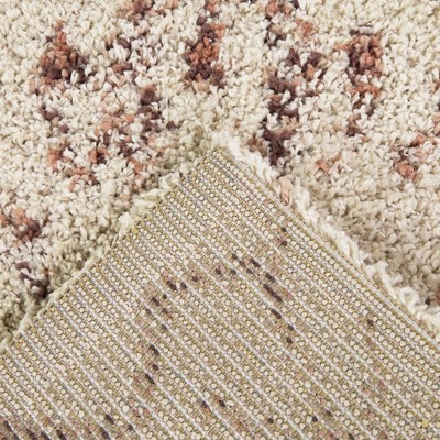 Cream and Brown High Pile Stain-Resistant Rectangular Area Rug